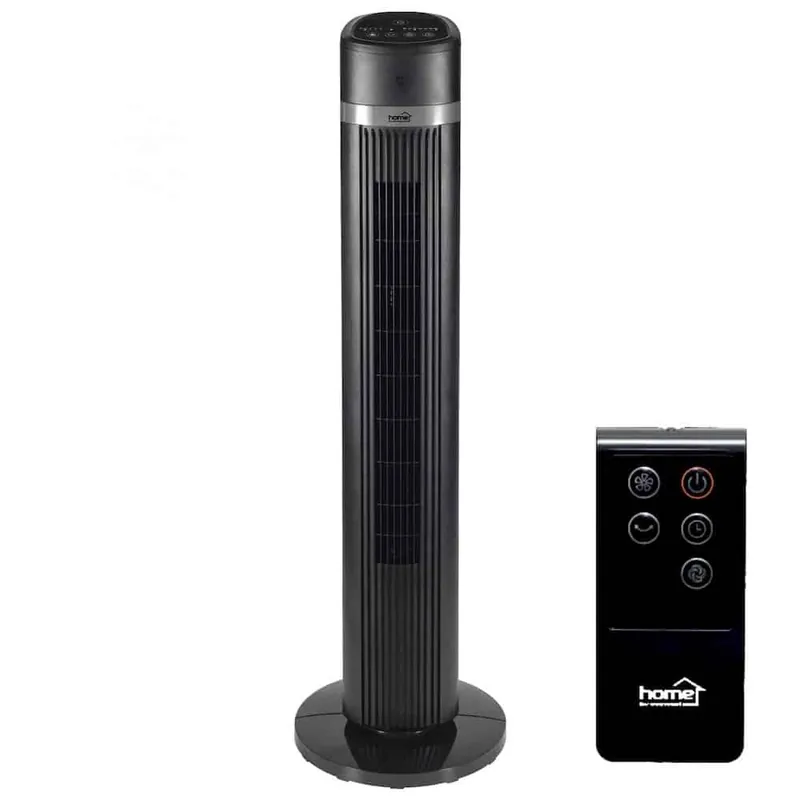 Fekete oszlopventilátor távirányítóval 100cm, 45W , 3 fokozat, 85°-os oszcillálás Kedvezmény