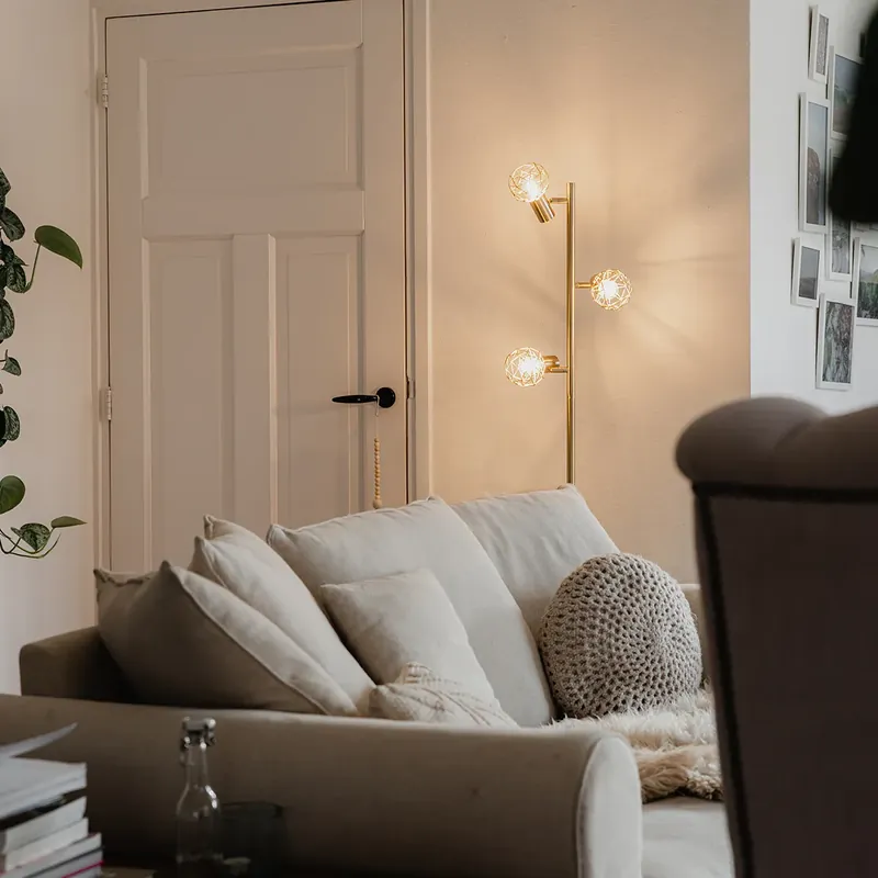 Vásárlói kedvenc Design állólámpa arany 3-lámpás állítható - Mesh
