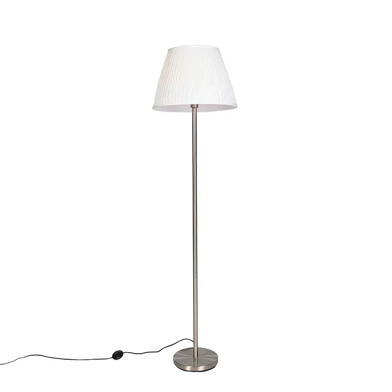 Végkiárusítás Modern állólámpa acélból, fehér pliszírozott lámpabúrával, 45 cm - Simplo