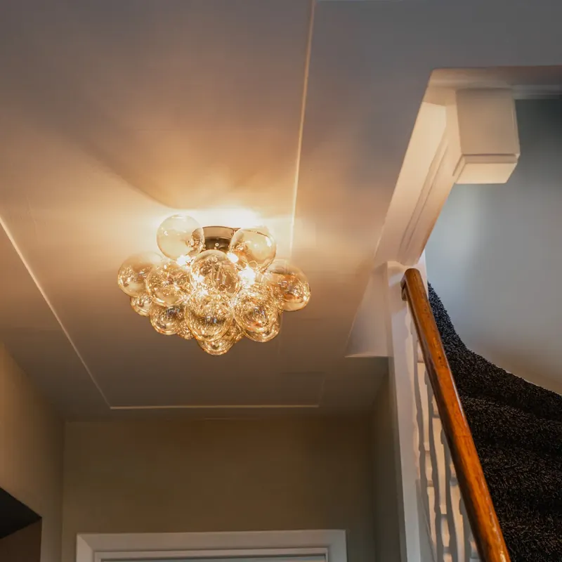 Design mennyezeti lámpa fekete borostyánszínű üveggel 4-lámpás - Uvas Legnépszerűbb