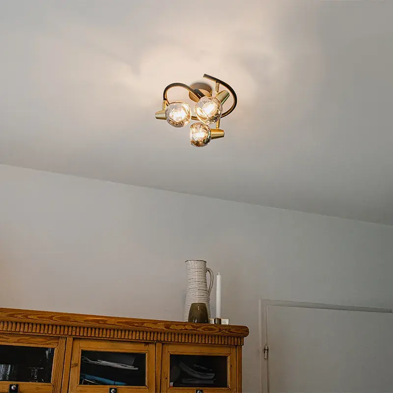 Vedd meg online Mennyezeti lámpa fekete 44,5 cm füstüveggel 3-lámpás - Vidro