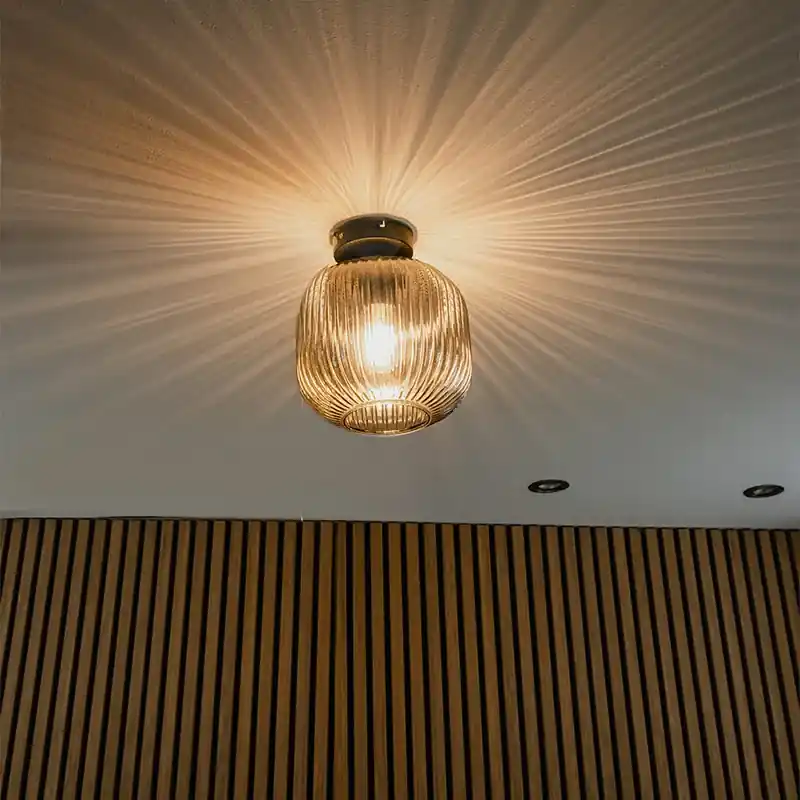 Art deco mennyezeti lámpa fekete füstüveggel - Karel Outlet