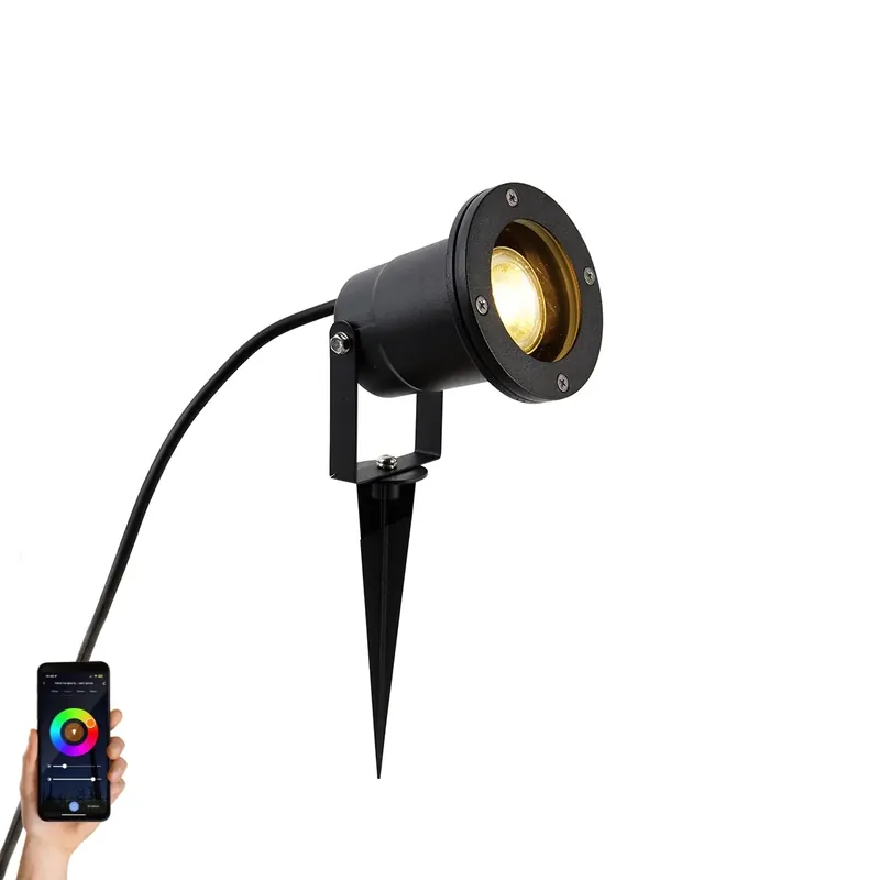 Modern okos fekete spotlámpa kábellel és dugóval 200 cm WiFi GU10 IP65-tel - Basic Alacsony ár