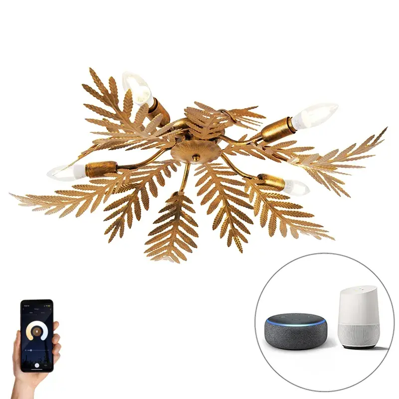 Vintage okos mennyezeti lámpa arany 70 cm 5 WiFi B35-tel - Botanica Outlet