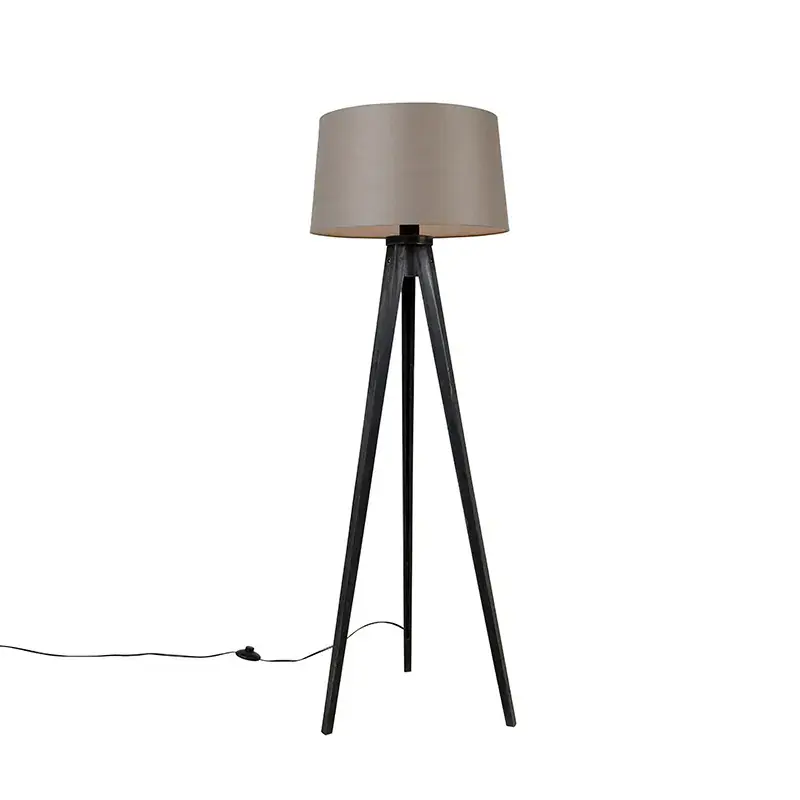 Utolsó esély Háromlábú fekete lámpa vászon búrával bézs színben 45 cm - Tripod Classic
