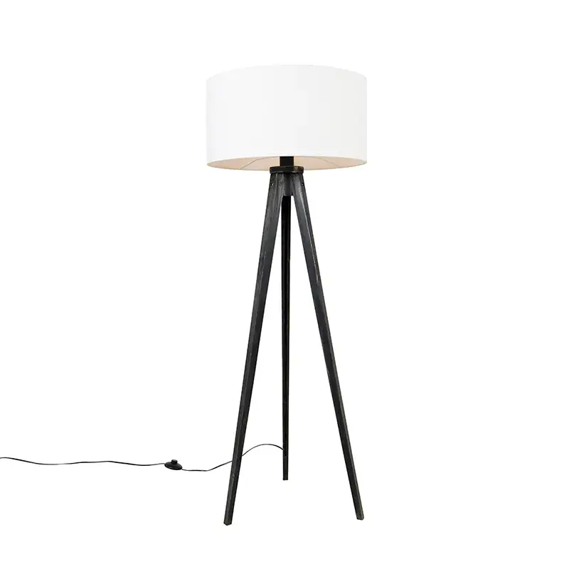 Állólámpa állvány fekete árnyékolóval fehér 50 cm - Tripod Classic Kiárusítás