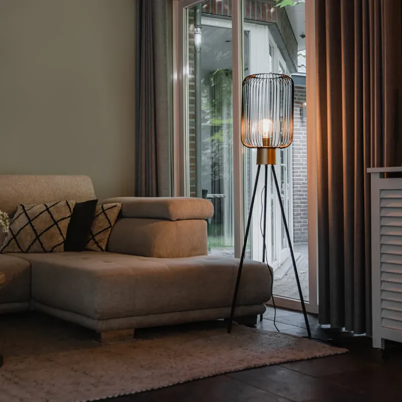 Design állólámpa fekete arannyal - Mayelle Alacsony ár