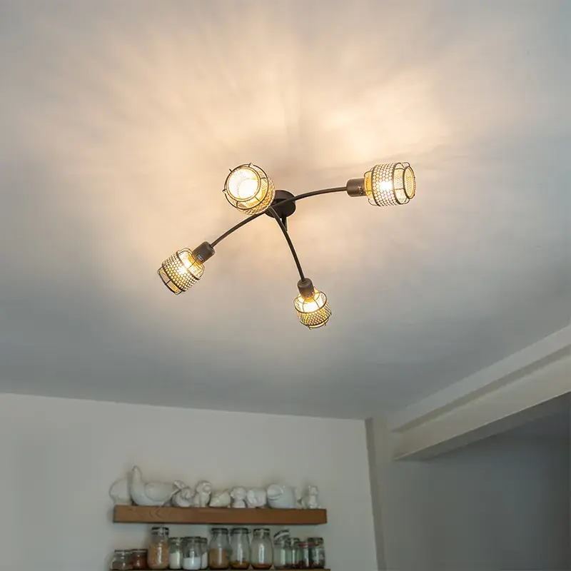 Akciós ár Design mennyezeti lámpa fekete arannyal 4 lámpás - Noud