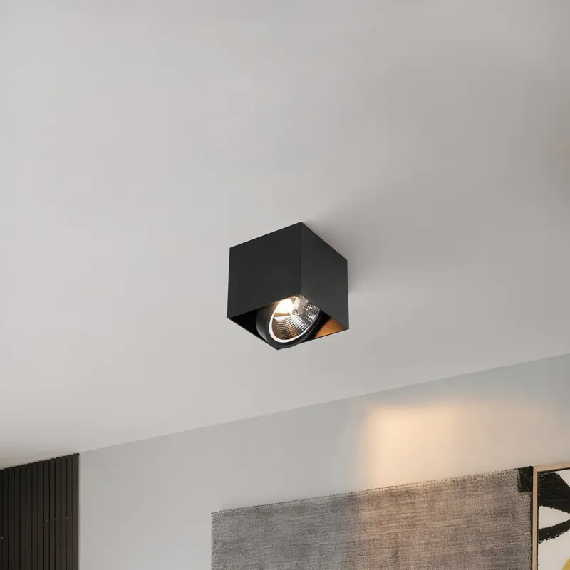 Design spotlámpa fekete négyzet AR111 - Box Bestseller