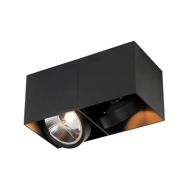 Design spotlámpa fekete téglalap AR111 2-lámpás - Box Népszerű