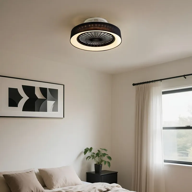 Fekete mennyezeti ventilátor csillag effektussal 47 cm LED-del, fényerőszabályzóval és távirányítóval - Emily Azonnali szállítás