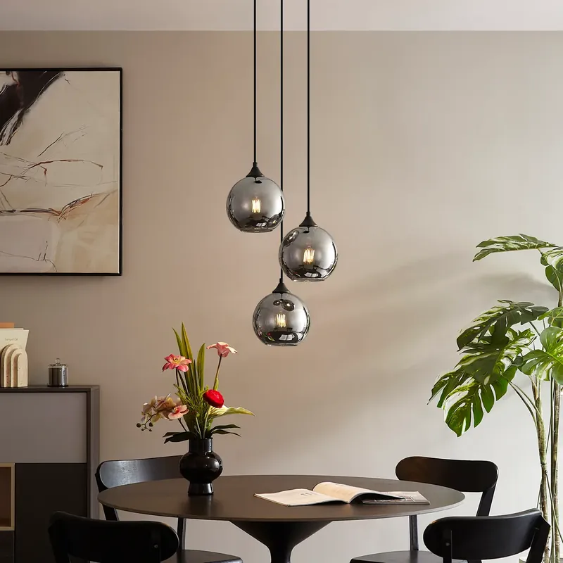 Vedd meg most Art Deco függőlámpa fekete füstüveggel, 3 izzós - Wallace