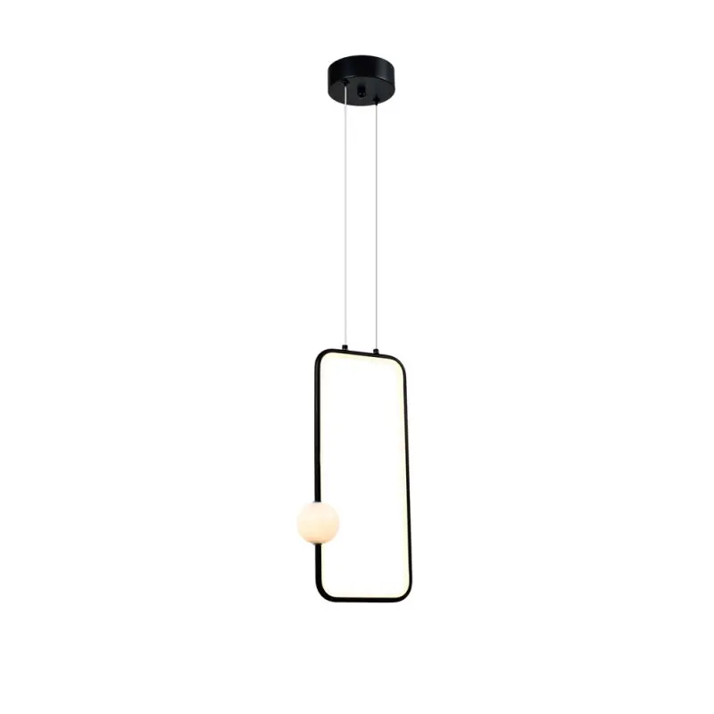 Akció DESIGN LED lámpa függeszték négyzet és gömb Szálcsiszolt Fekete 15W 1200LM 3000K