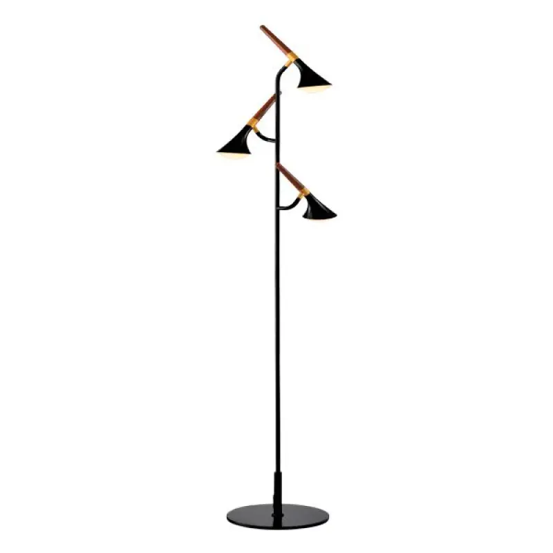 Bestseller DUNCAN LED 3 karos álló lámpa 15W 3000K Meleg fehér Matt Fekete és Fa