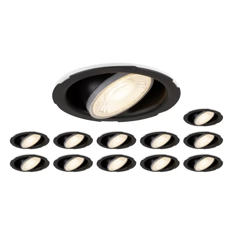 Akció UNIVERSAL DOWNLIGHT fekete spot szett 12db-os billenthető süllyesztett led modul