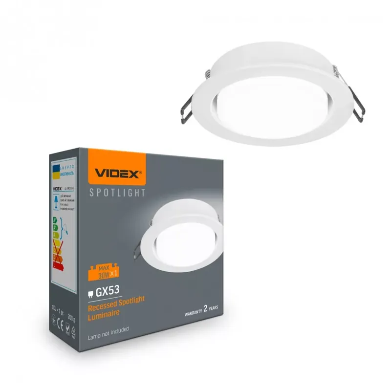 Videx kerek fehér spot keret GX53-as foglalattal IP20-as védettséggel Expressz szállítás