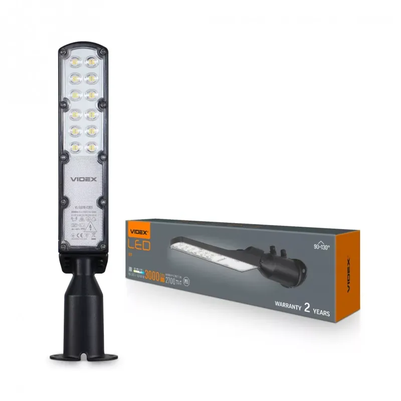 Videx LED forgatható 30 W-os fekete színű LED utcai lámpa 5000K IP65 Olcsóbb