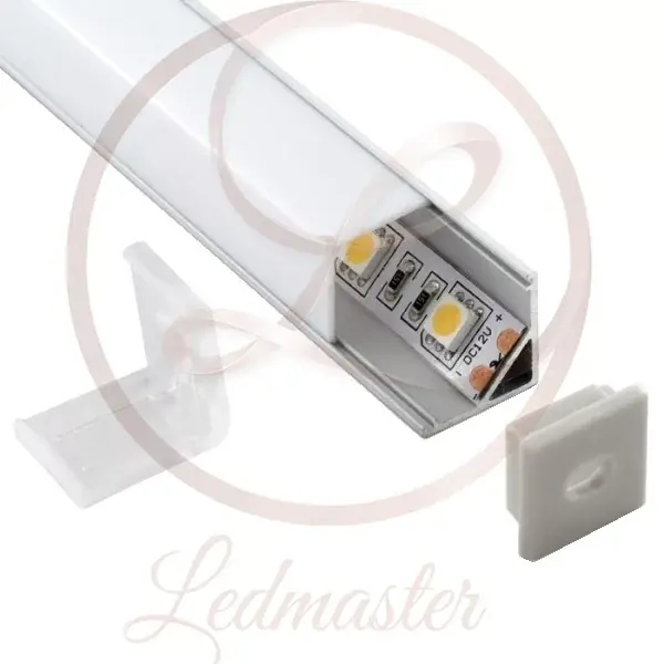 Ledprofiles Sarok aluprofil 90°-os opál fedéllel 2 méteres szál Olcsóbb