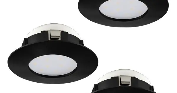 Népszerű Eglo Pineda fekete fürdőszobai LED mennyezetbe építhető lámpa szett (EG-900744) LED 3 izzós IP20/44