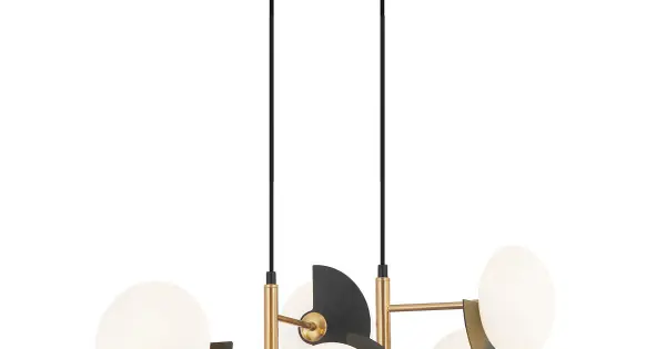 Gyors kiszállítás Viokef Darcy fekete-fehér-bronz LED függesztett lámpa (VIO-4292200) G9 6 izzós IP20