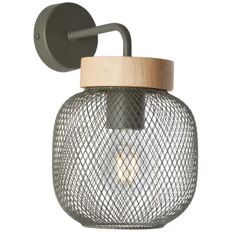 GIADA fali lámpa, világos oliva zöld/fa, E27 1x60W - Brilliant-99107/74 Kedvezmény