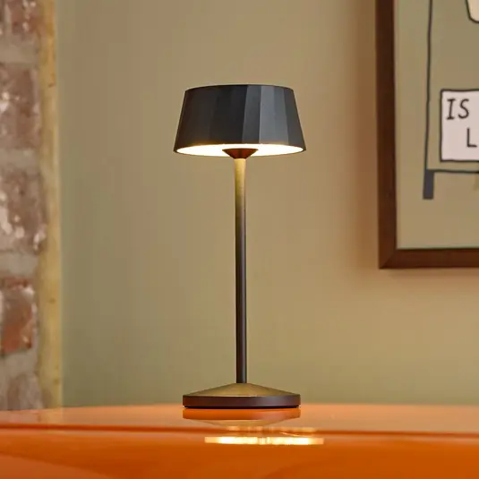 LED tölthető asztali világítás Facetta, 3 db-os szett, fekete, 22 cm, IP44 Utolsó esély