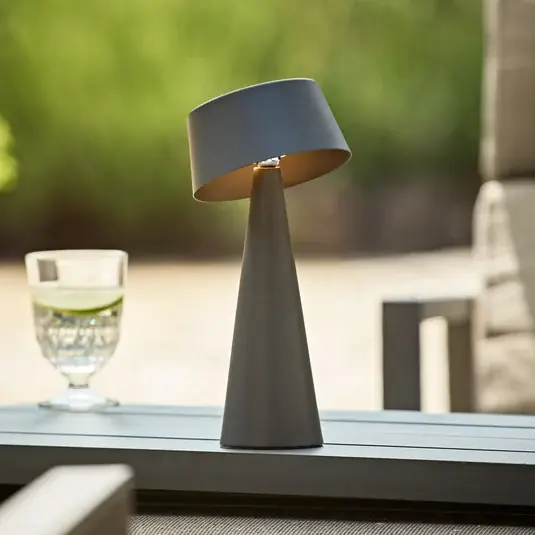 Prémium LED újratölthető asztali világítás Solino, grafit, napelem/USB, 26 cm IP44