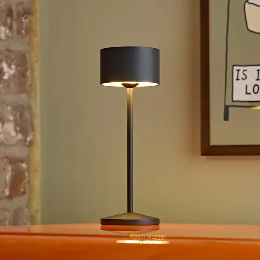 Olcsóbb LED újratölthető asztali világítás Veluna, fekete, magasság 25 cm IP44