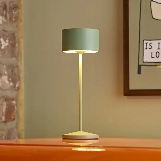 LED újratölthető asztali világítás Veluna, zöld, magasság 25 cm, IP44, Olcsó