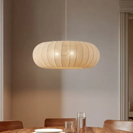 Végkiárusítás Lindby Helin lógó világítás, bézs, Ø 70 cm, textil, 3 x E27
