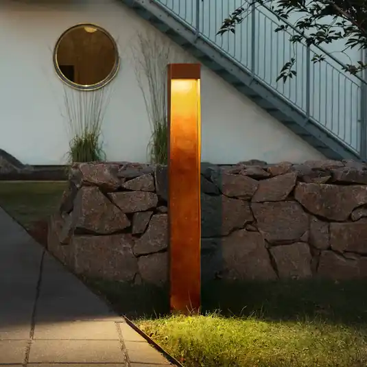 Olcsó LED ösvény lámpa Rho, rozsdás színű, magasság 100 cm, fém, IP54