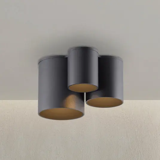 Biztonságos fizetés PURE Point LED fürdőszoba mennyezeti világítás, fekete, 18 cm, 3 izzós, IP44