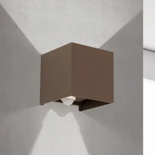 Olcsóbb LED kültéri fali világítás Cube-S, corten, fém, érzékelő