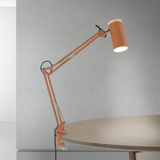 Népszerű Gili asztali világítás, korallvörös, szorító, acél, magasság 75 cm, E27