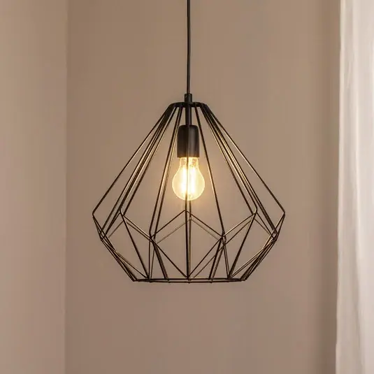 Alacsony ár Lógó világítás Diamond, fekete, fém, Ø 37 cm, E27