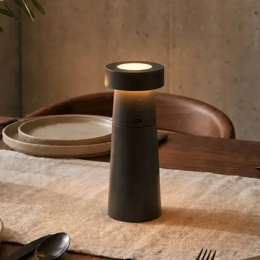 Lucande LED-borsszóró Pepper, sötét szürke, akkumulátoros, IP44 Újdonság