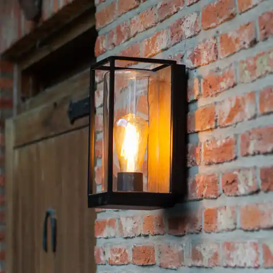Outlet FLAIR kültéri fali lámpa, fekete, magasság 26 cm, fém, IP44, E27
