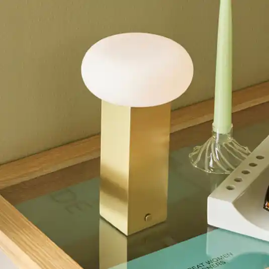 Alacsony ár LED tölthető asztali világítás, sárgaréz színű, magasság 20 cm, fém