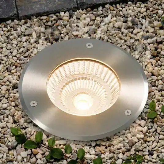 Vásárlói kedvenc Arcchio LED-es padlóba süllyeszthető spotlámpa Thentos, Ø 18 cm, 60°, nikkel,