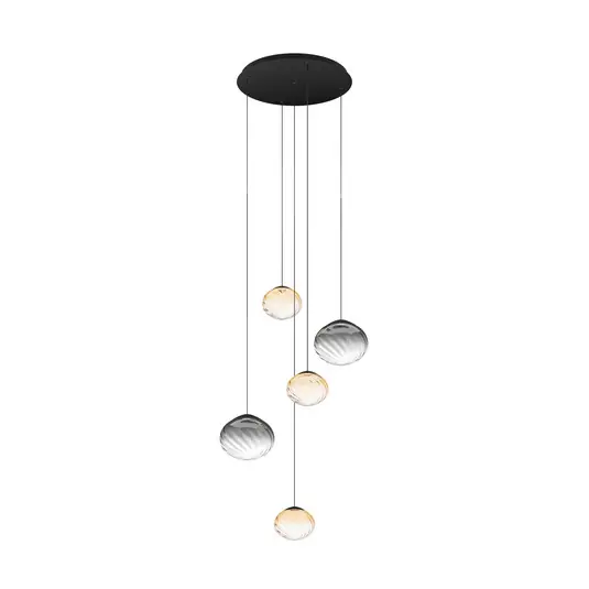Gyors kiszállítás Stars of Light Pantoja lógó lámpa, fekete/borostyánszínű, 68 cm, 5 izzós
