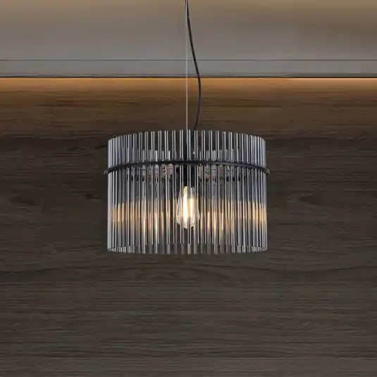 Swizzle fűggő lámpa, fekete/füstös szürke, Ø 40 cm, üveg/fém Korlátozott ajánlat