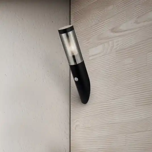 Utolsó esély Batton kültéri fali lámpa, magasság 40 cm, fekete/füstszürke, érzékelővel