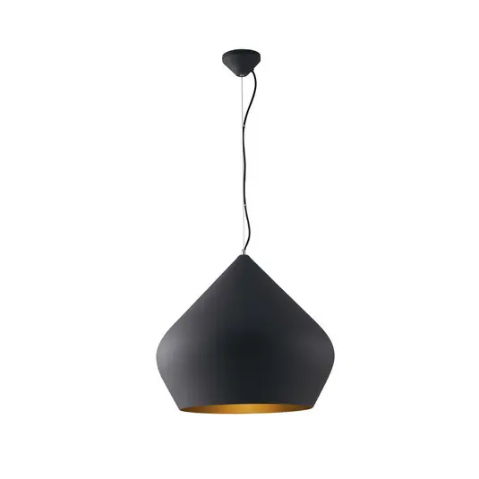 Biztonságos fizetés Tholos lógó lámpa, fekete/arany színű, Ø 52 cm, fém