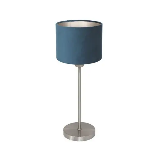 Noor asztali világítás, acél/kék velúr, magasság 50 cm, E27 Azonnal elérhető
