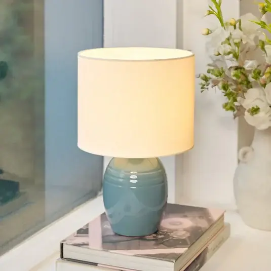 Pauleen SEA RHYTHM asztali lámpa, fehér/kék, magasság 30 cm, kerámia Kedvezmény