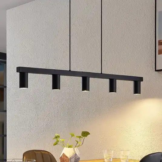 Legjobb ár Lindby függőlámpa Baliko, fekete, 116 cm, 5 lámpás, GU10