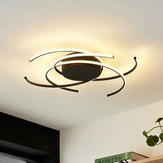 Lindby LED mennyezeti világítás, Hamza, Ø 49 cm, fekete, alumínium Szuper akció
