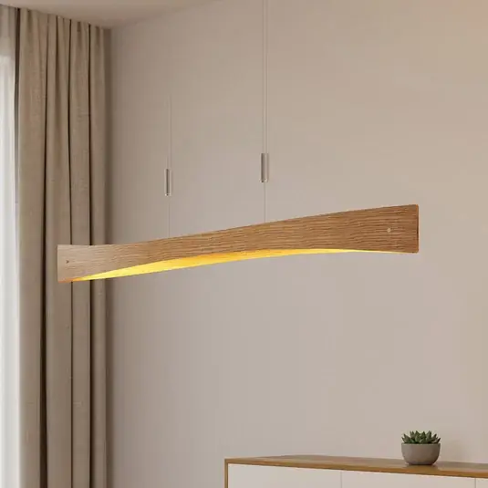 Korlátozott ajánlat Lindby LED-es függőlámpa Beazina, tölgy, fém, 118cm