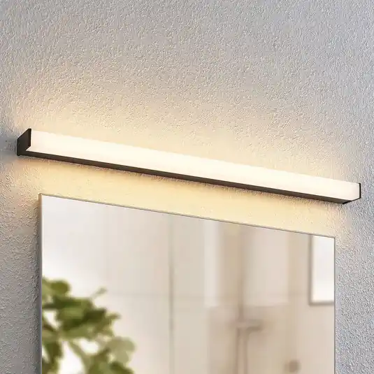Biztonságos fizetés Lindby LED fürdőszoba fali lámpa Ulisan, 89 cm, fekete, szögletes, szögletes
