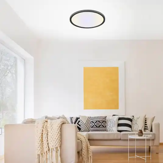 LED mennyezeti lámpa lapos CCT, Ø 40 cm, fekete Gyors kiszállítás